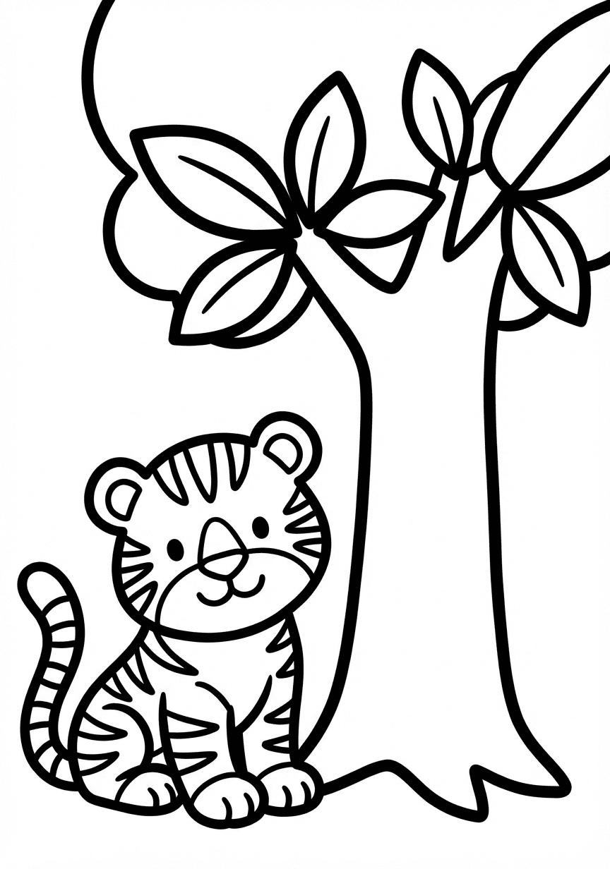 Cute cub sitting in a jungle