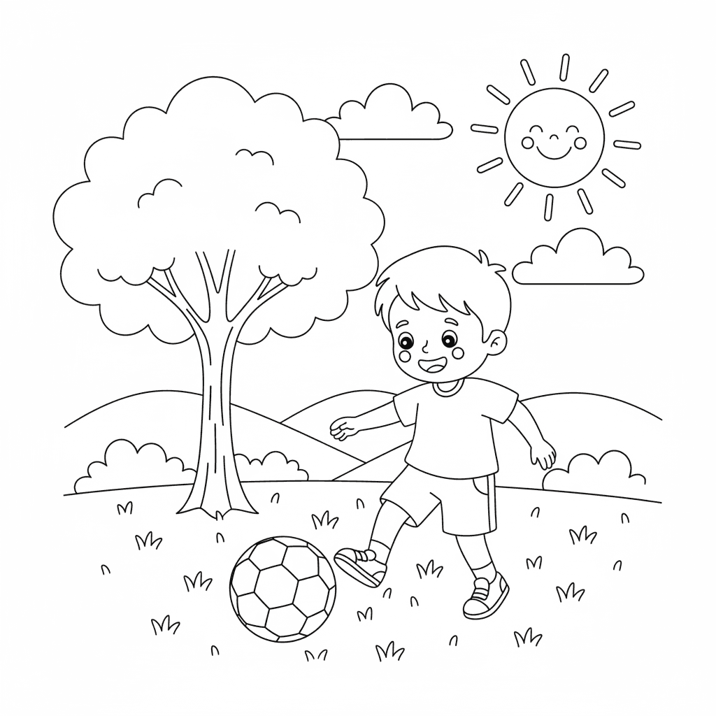 Small Boy Playing Football